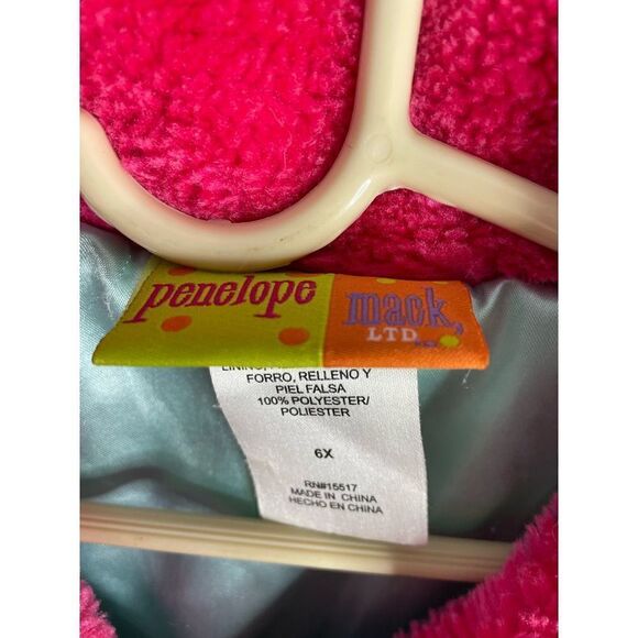 Penelope Mack Pink Floral Corduroy Pea Coat with Faux Fur Trim 6x - Picture 3 of 7